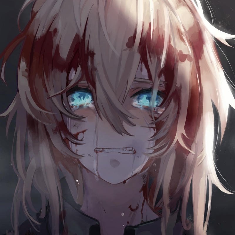 Fanart Violet bị thương trong chiến tranh vẻ mặt kiên cường