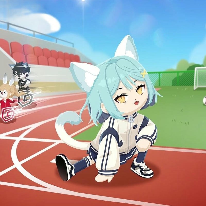 Fanart play together mèo con chạy bộ trên đường đua