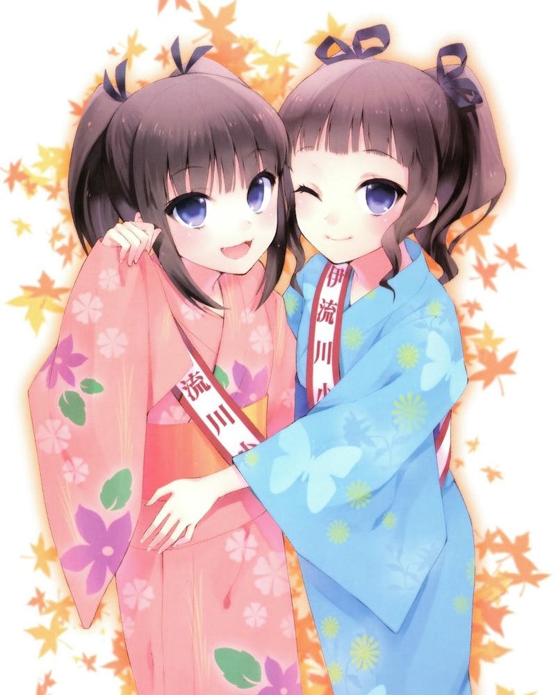 Hình ảnh anime nữ mặc kimono ánh mắt hiền hòa đầy thiện cảm
