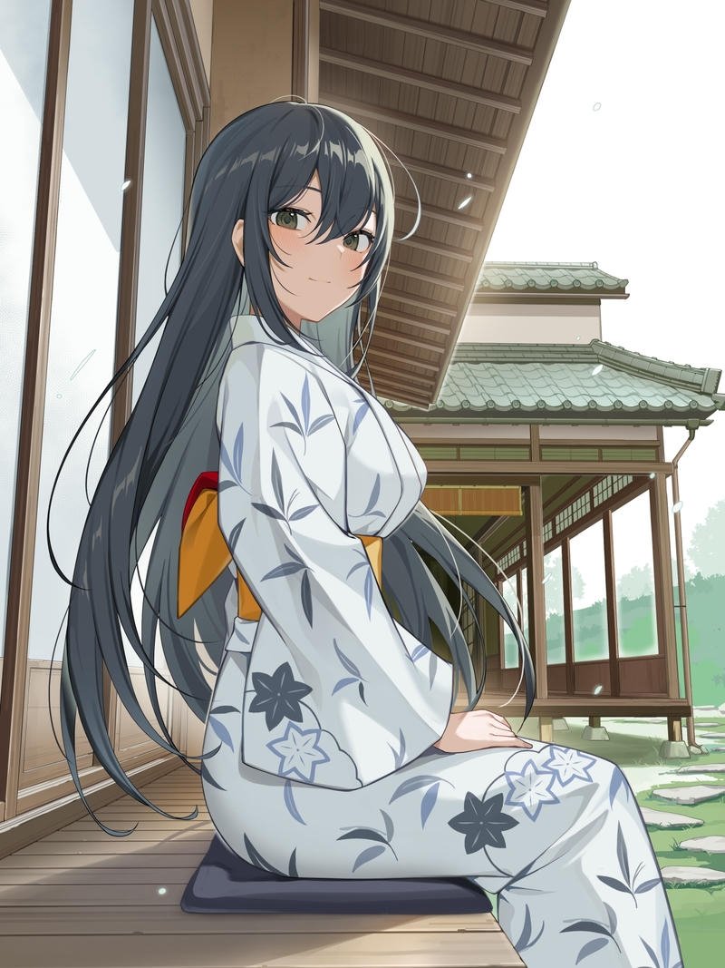 Hình ảnh anime nữ mặc kimono dung nhan tinh tế đầy cuốn hút