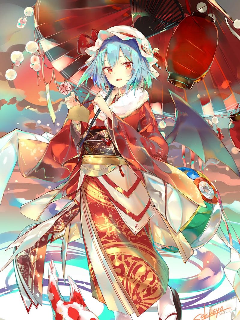 Hình ảnh anime nữ mặc kimono nét mặt nhẹ nhàng giàu sức hút