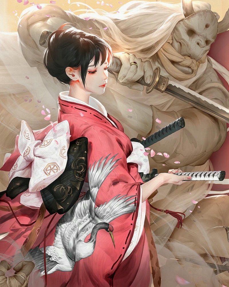 Hình ảnh anime nữ mặc kimono thần thái dịu dàng rất nổi bật