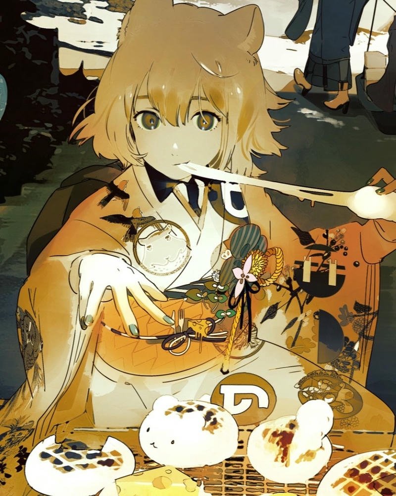 Hình ảnh anime nữ mặc kimono vẻ đẹp tinh tế rất thanh lịch