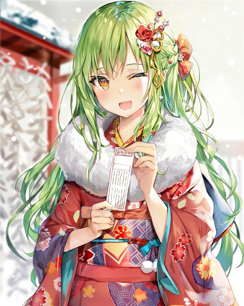 Hình ảnh anime nữ mặc kimono vẻ ngoài trang nhã rất ấn tượng