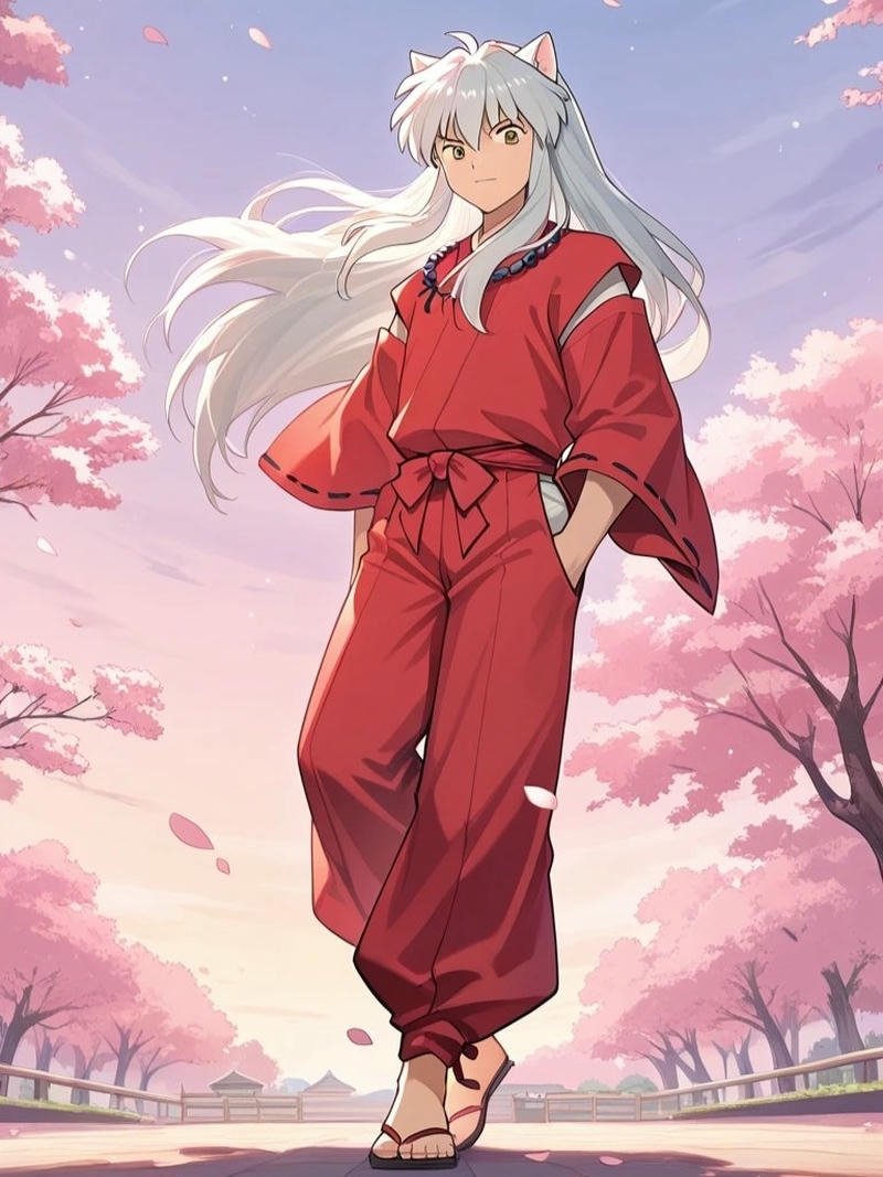 Hình nền anime Inuyasha khung cảnh lãng mạn màu hồng