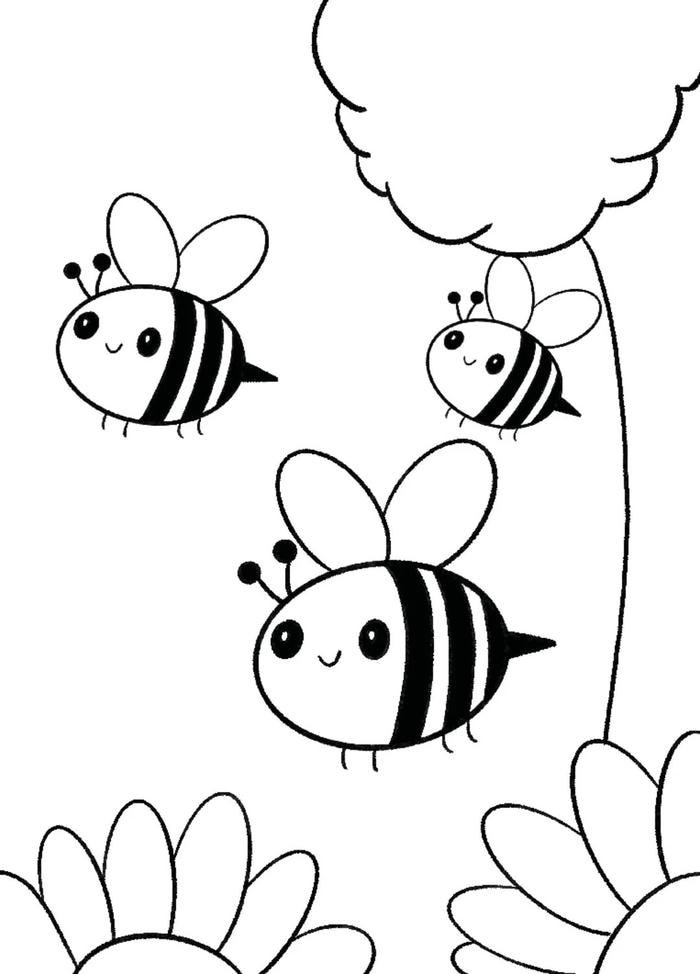 Hình phác thảo ong mật chăm chỉ tranh tô màu