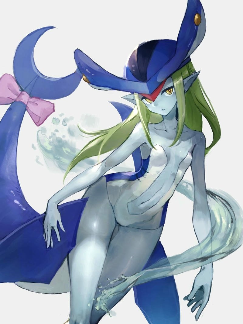 Hình vẽ cô gái cá mập quái vật biển xanh bí ẩn