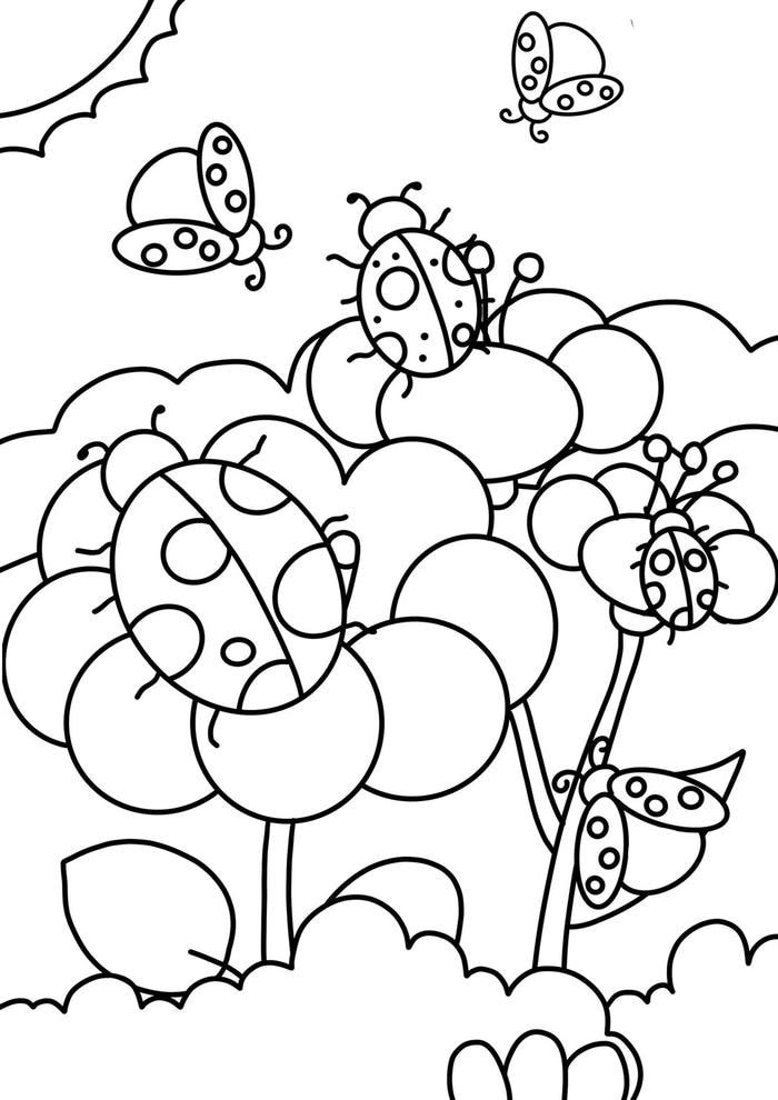 Hình vẽ sâu bướm đáng yêu cho bé tập tô