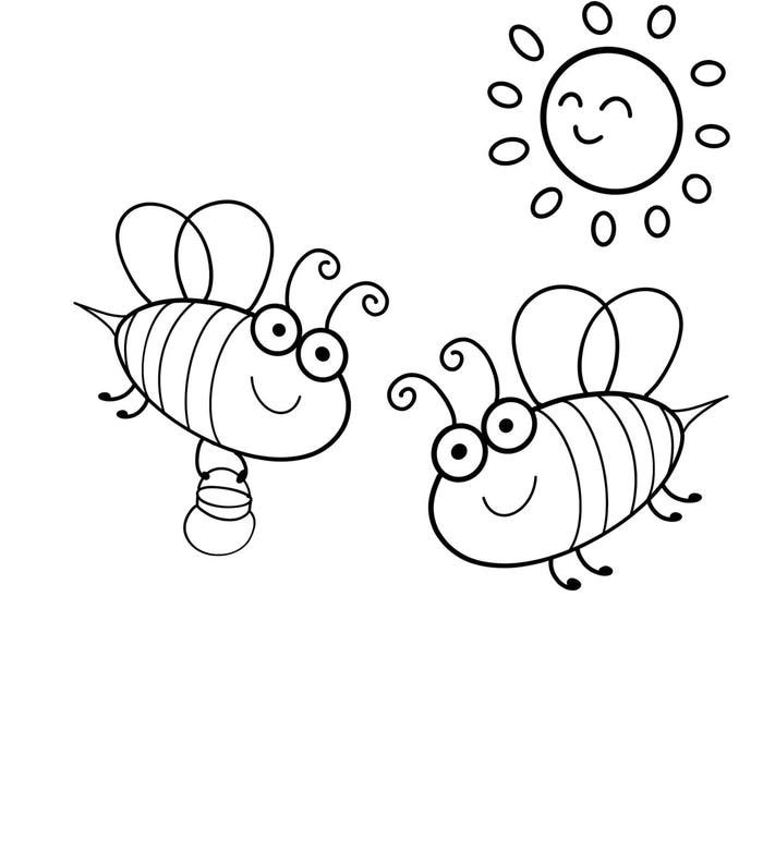 Mẫu phác họa rõ nét tranh tô màu con côn trùng