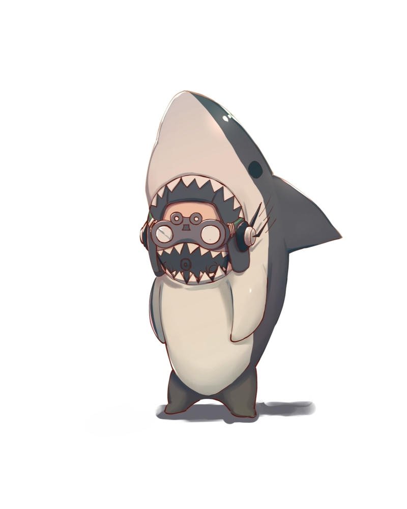 Meme cá mập béo tròn đứng bằng hai chân hài hước