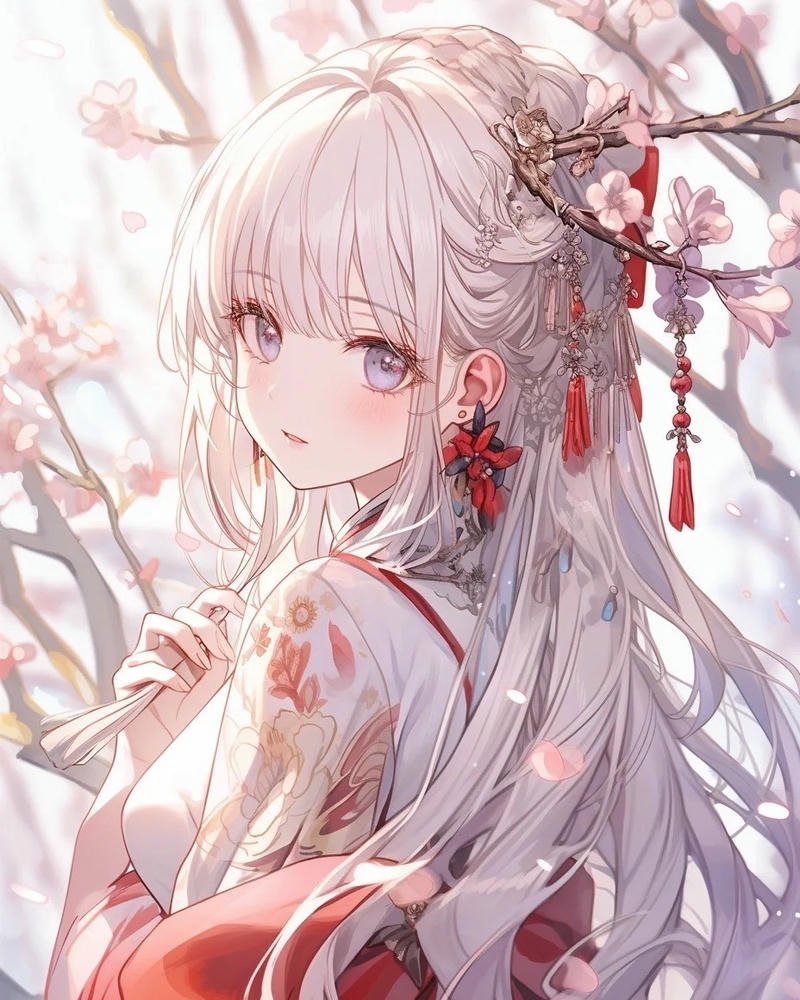 Nhân vật nữ anime phong cách cổ trang thanh lịch