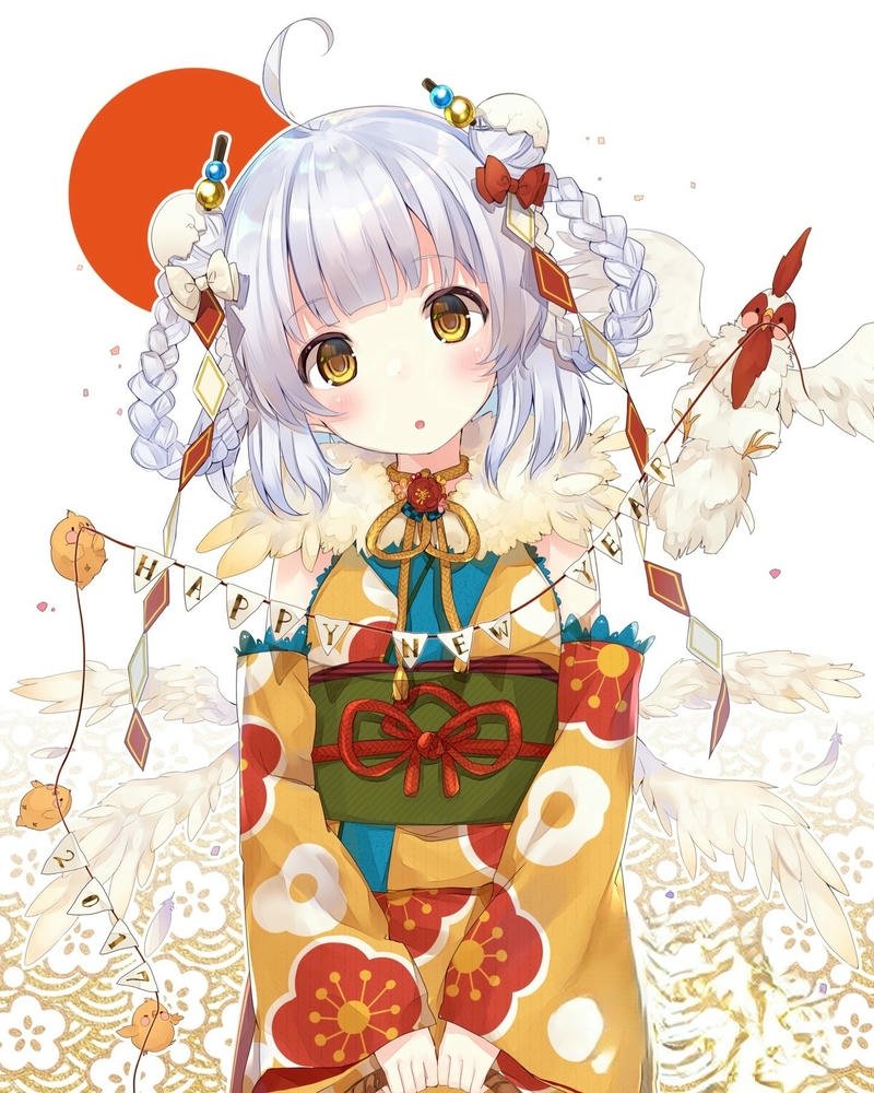 Nhân vật nữ anime trang phục kimono dung nhan nhẹ nhàng