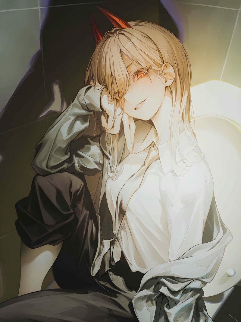 Nhân vật nữ anime với tóc vàng cuốn hút