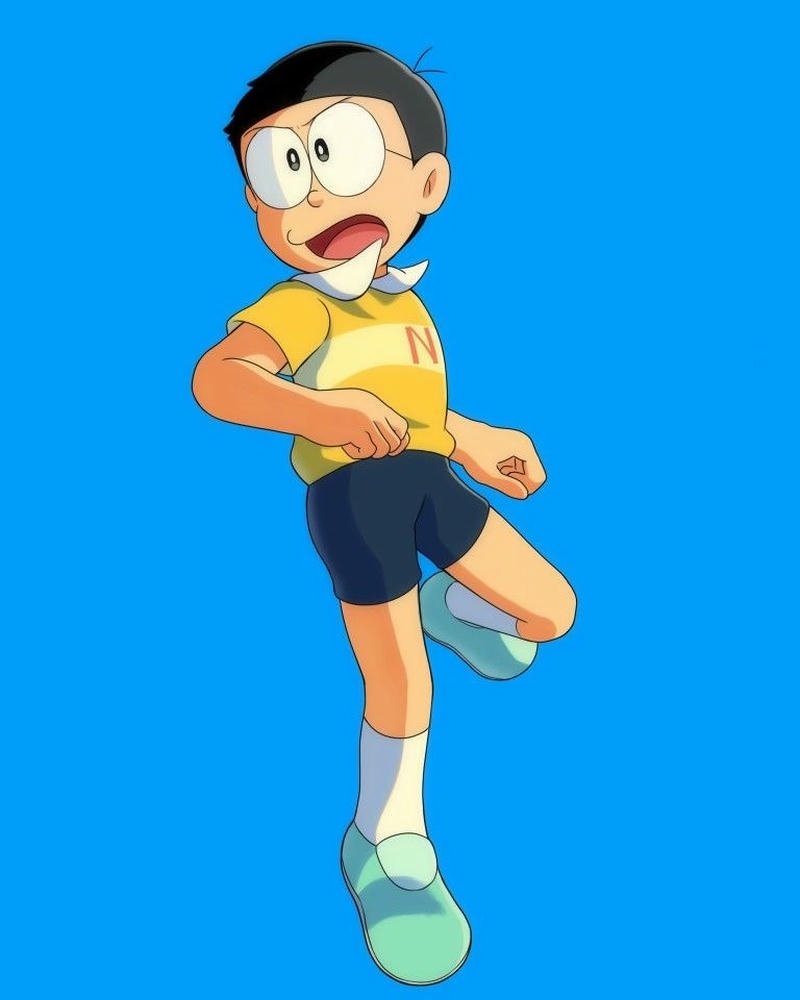 Nobita chơi bóng chày tạo dáng ném bóng chuyên nghiệp