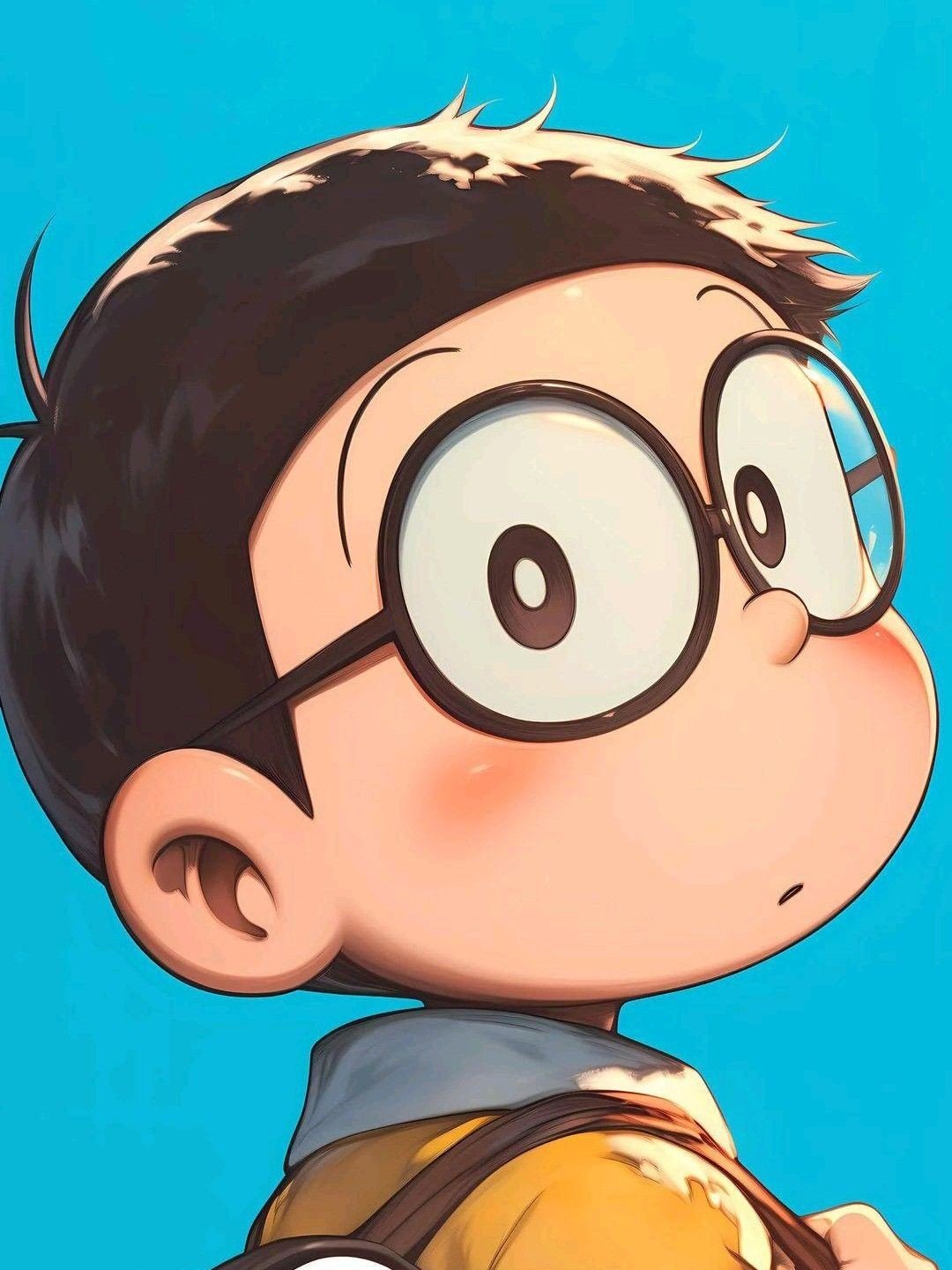 Nobita quay đầu nhìn lại với ánh mắt lưu luyến