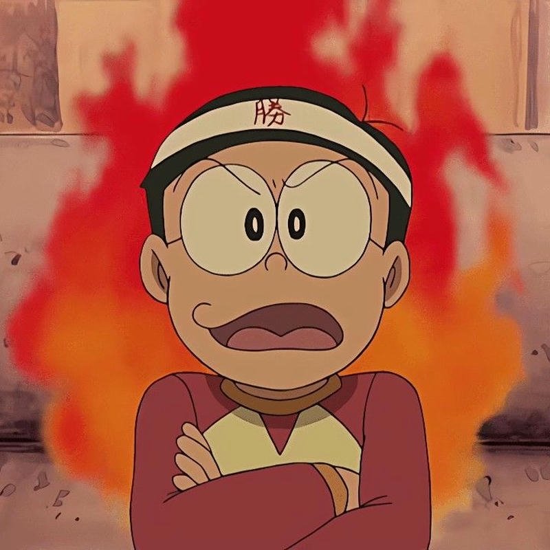 Nobita quyết tâm đeo băng đô rực lửa nhiệt huyết
