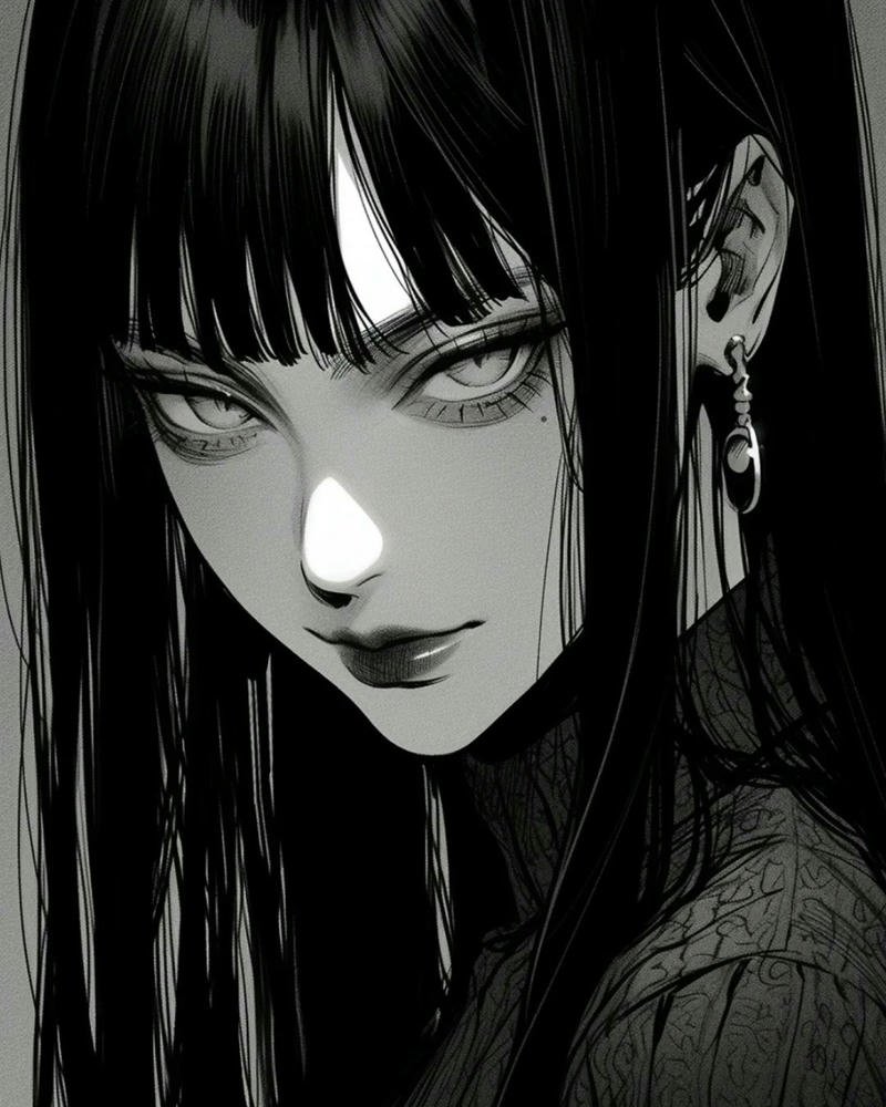 anime nữ trắng đen 30