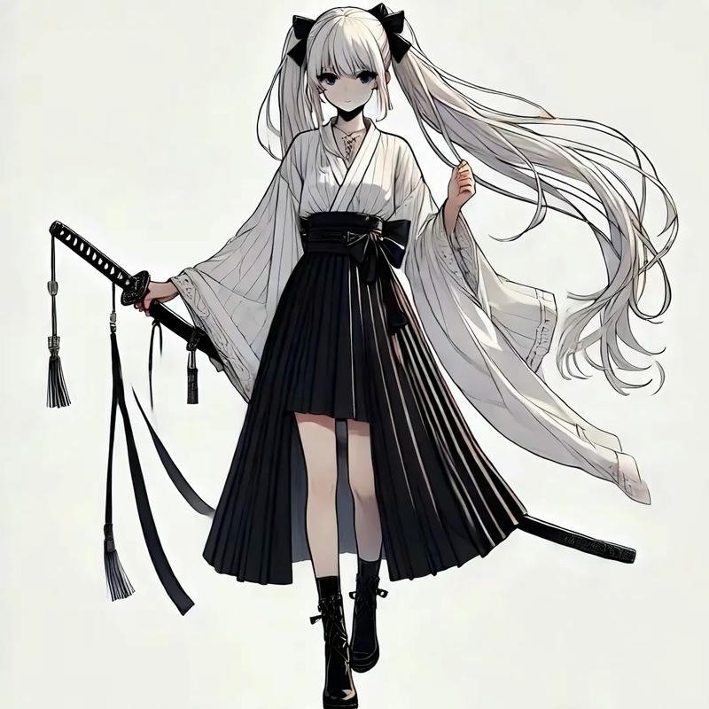 Nữ nhân vật anime cầm kiếm phong cách cá tính