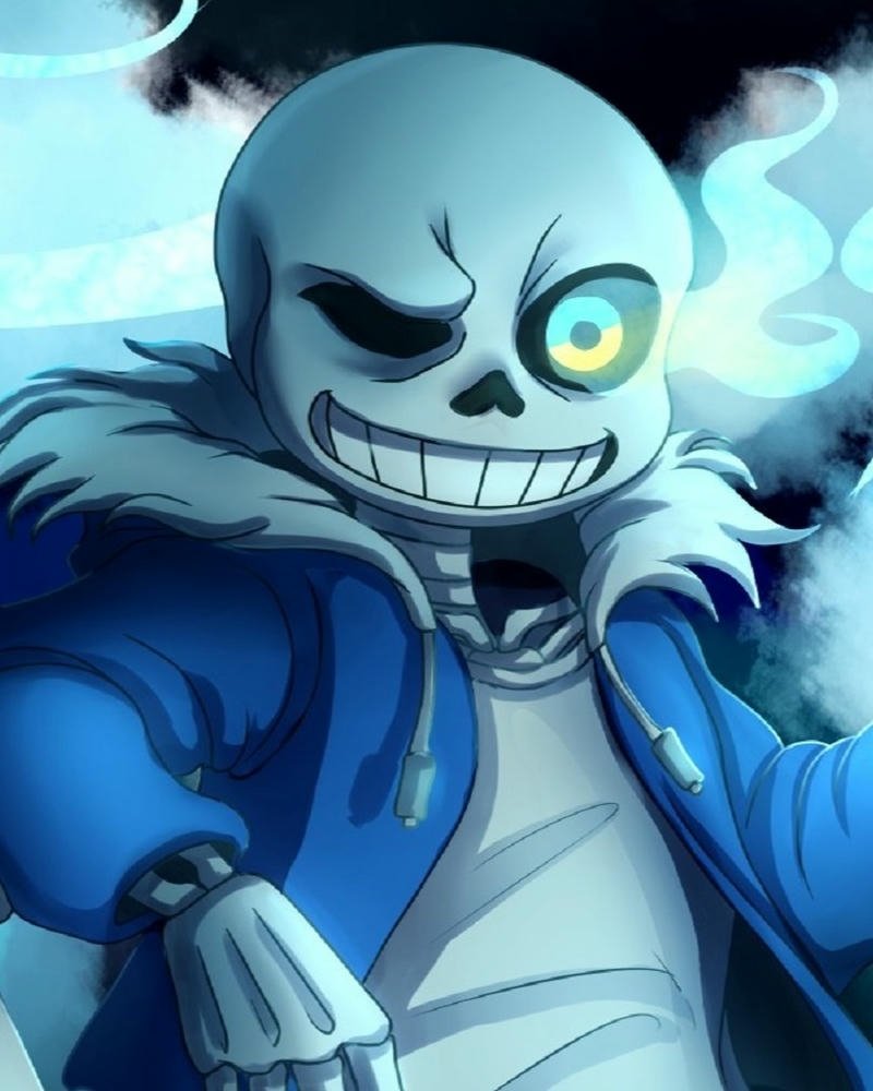 Sans Bad Time mắt xanh rực sáng trong bóng tối