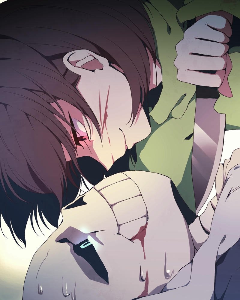 Sans anime boy ôm chầm lấy người bạn nhỏ bé