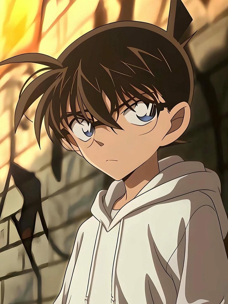 Shinichi Kudo quay lại nhìn dưới ánh nắng chiều tà rực rỡ ấm áp