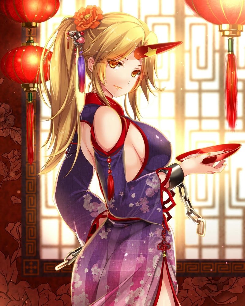 Thiếu nữ anime mái tóc vàng gương mặt đáng yêu