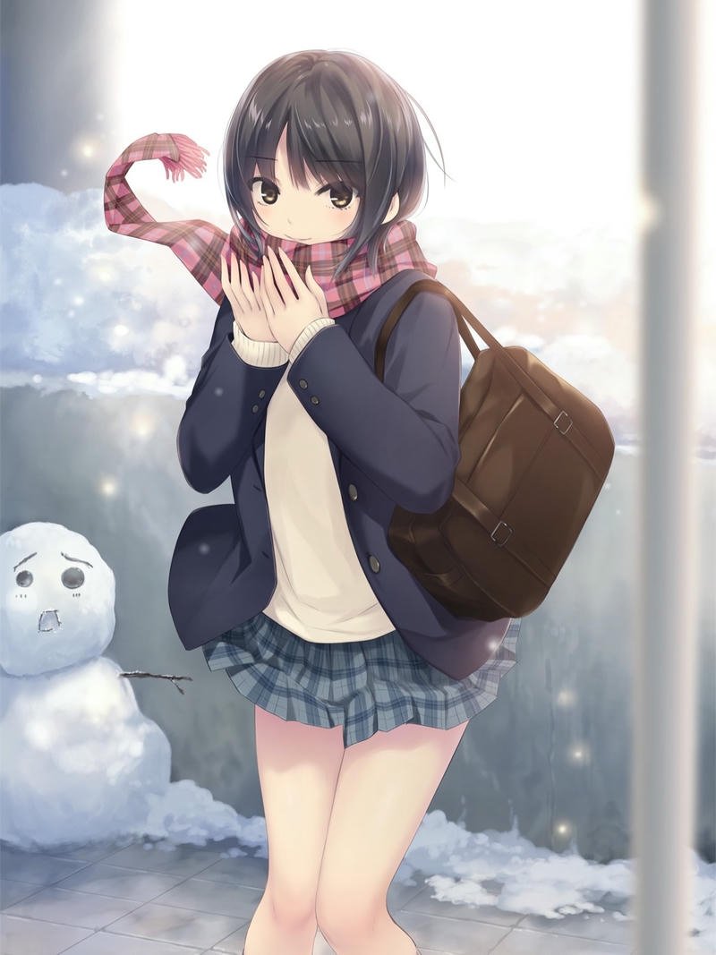 Thiếu nữ anime tóc ngắn gương mặt tươi sáng