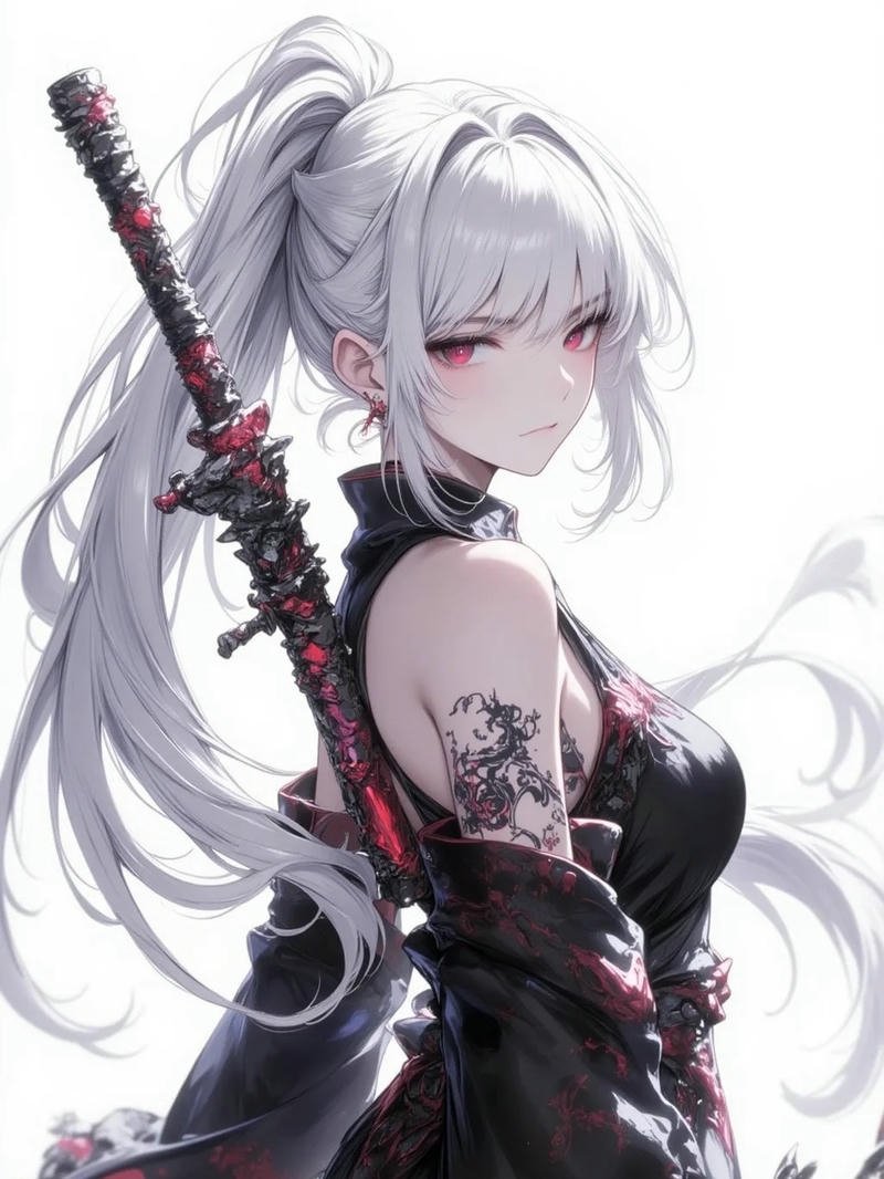 Thiếu nữ trong anime cầm kiếm vẻ ngoài sắc sảo