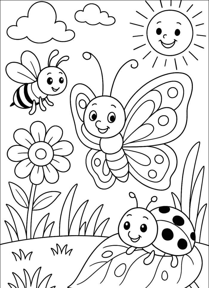 Tranh in hoạt hình dành cho tranh tô màu côn trùng