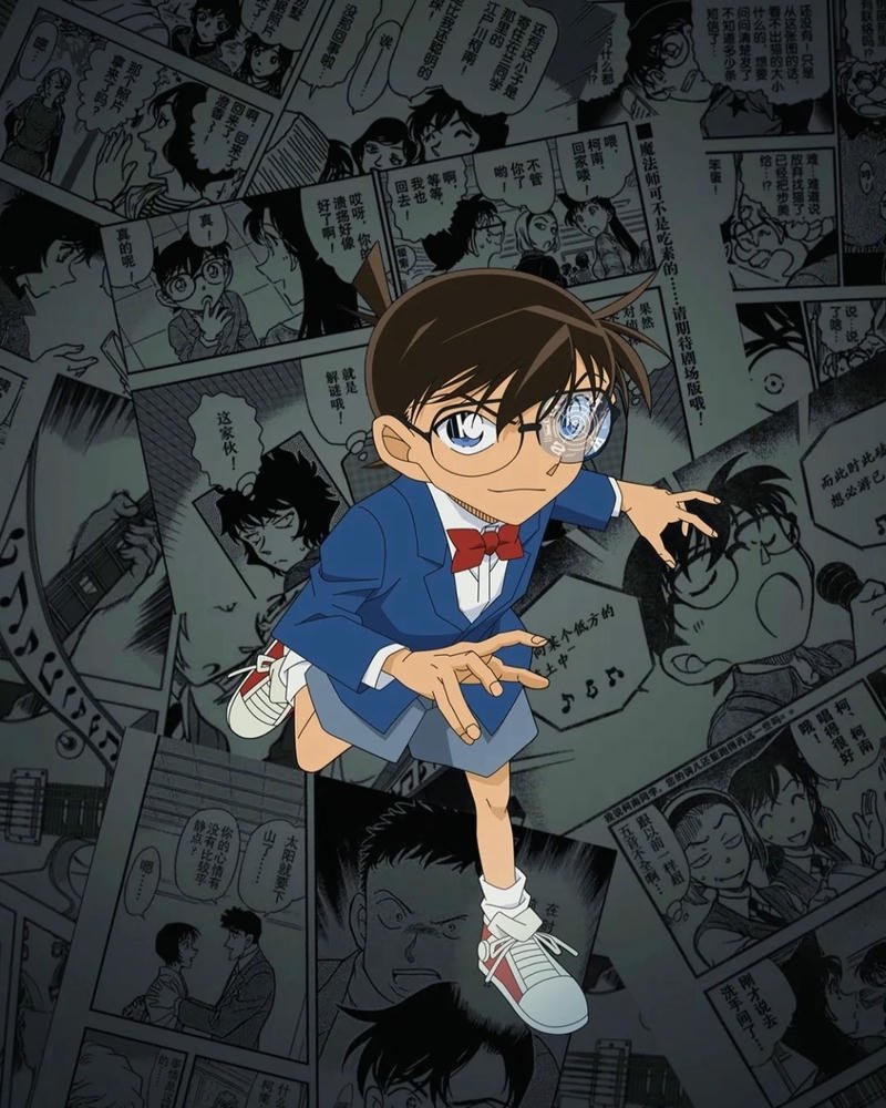 Truyện tranh Conan đen trắng cảnh hành động chạy trốn kịch tính hồi hộp