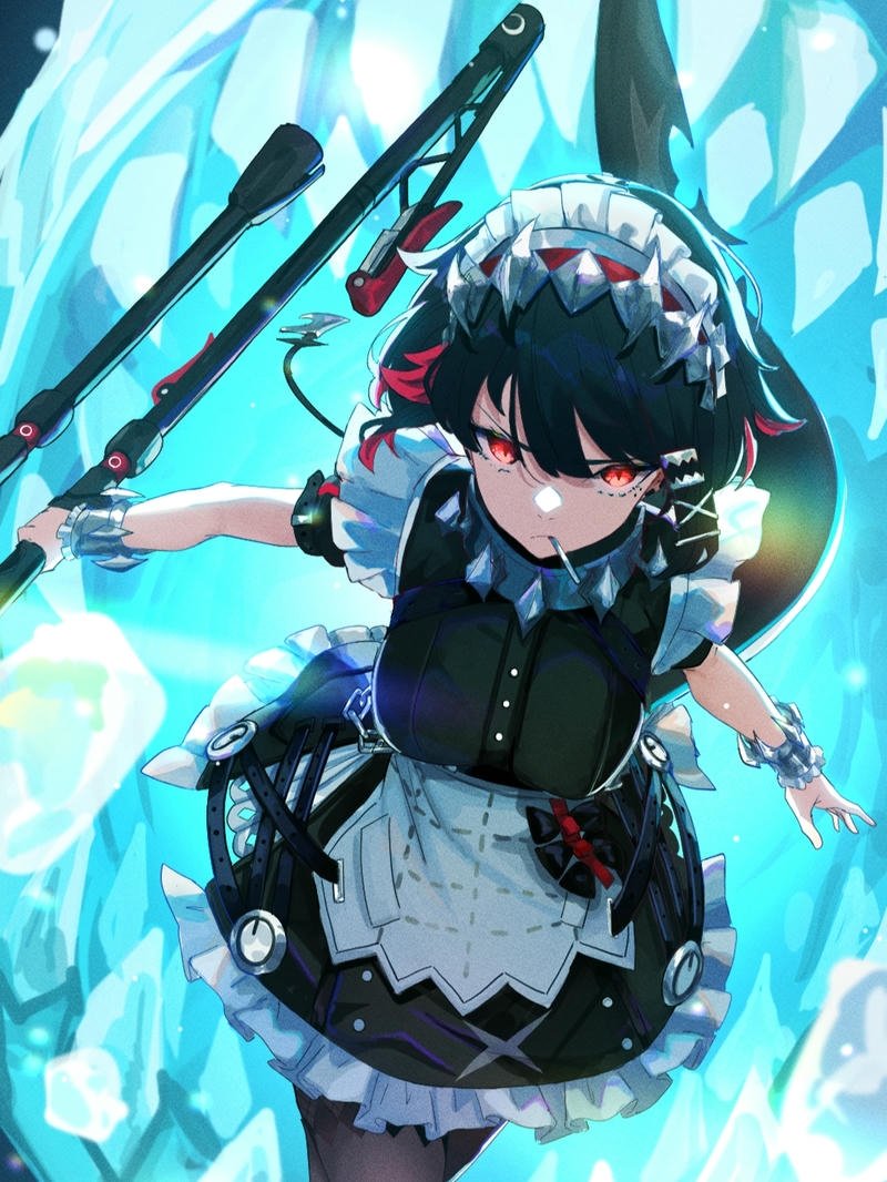 Waifu cá mập mặc đồ hầu gái xanh đen cực ngầu