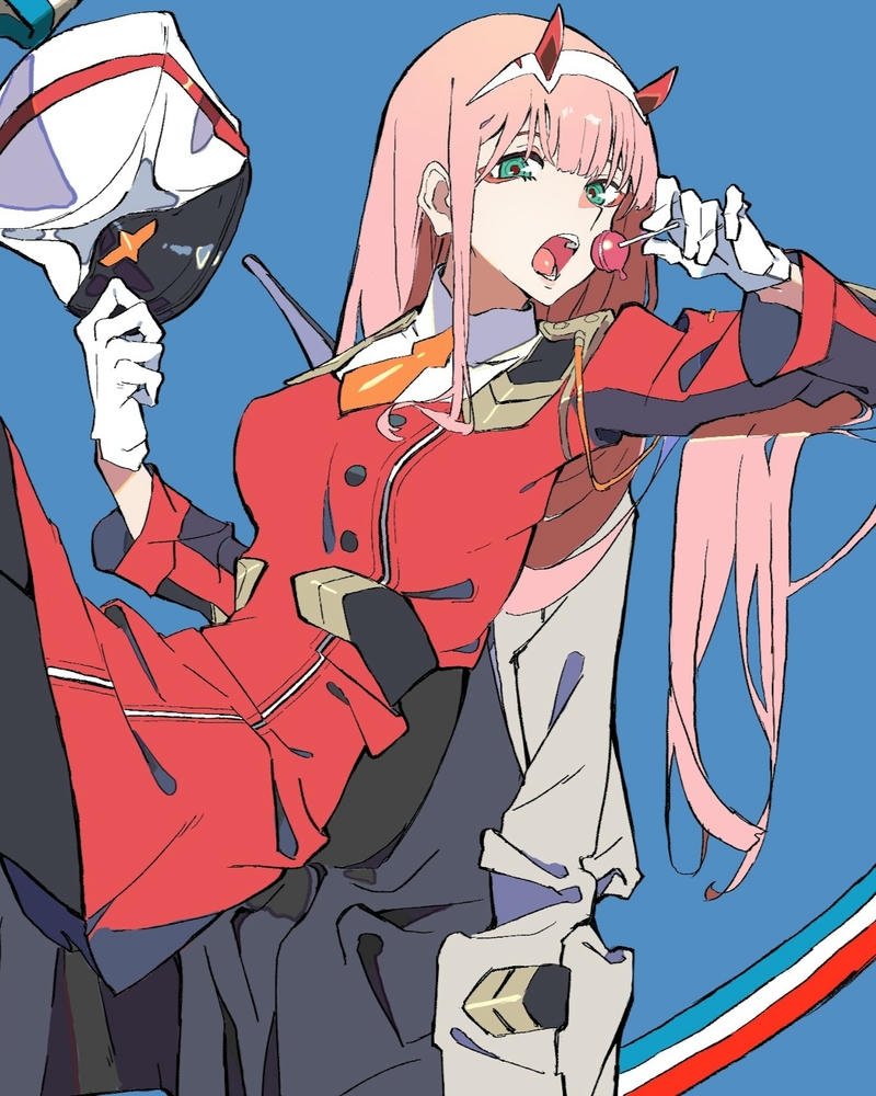 Zero Two anime lái robot trong buồng lái hiện đại