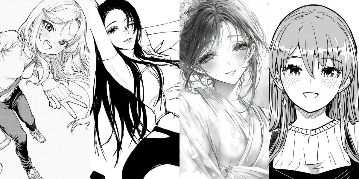 ảnh anime nữ trắng đen thumbnail