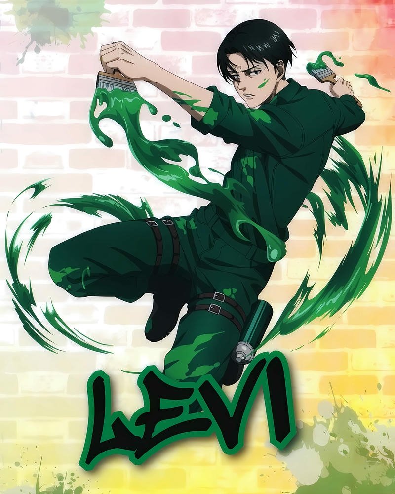 Ảnh Levi Ackerman bao quanh bởi làn khói xanh huyền ảo