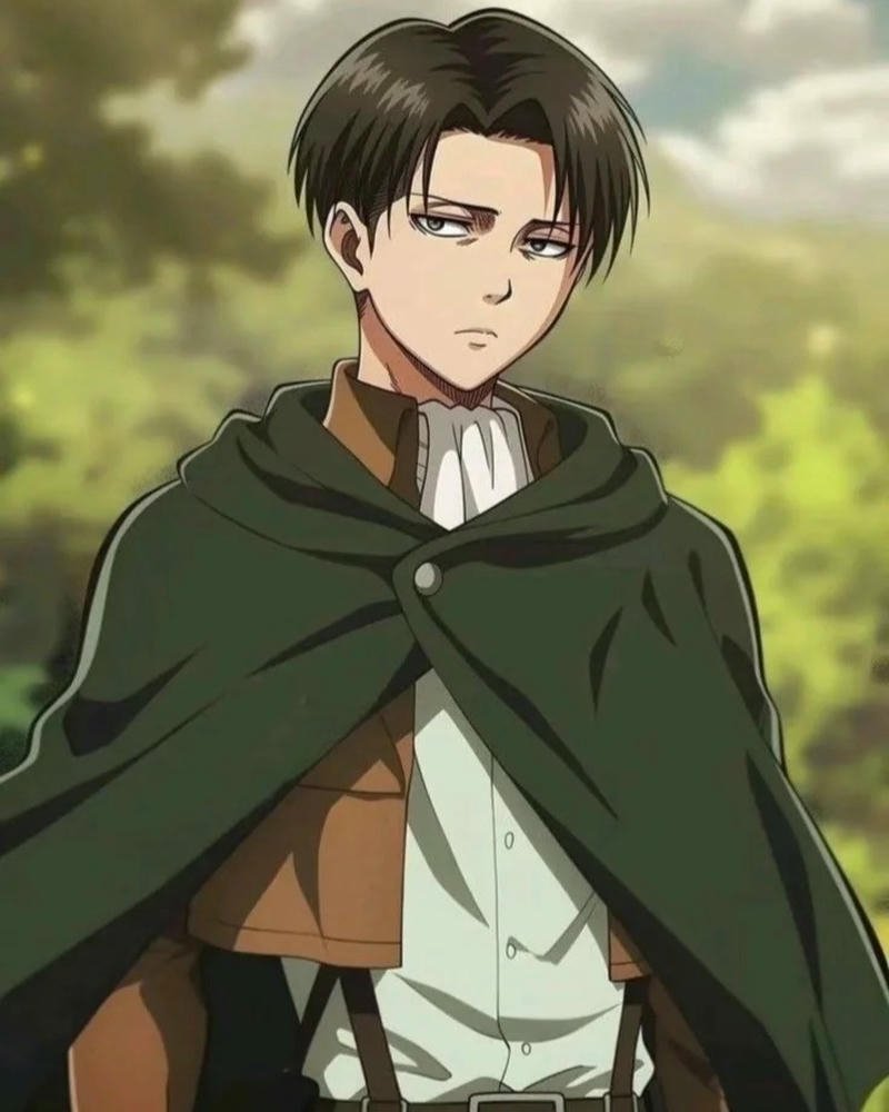 Ảnh Levi Ackerman mặc quân phục trinh sát đoàn nghiêm nghị