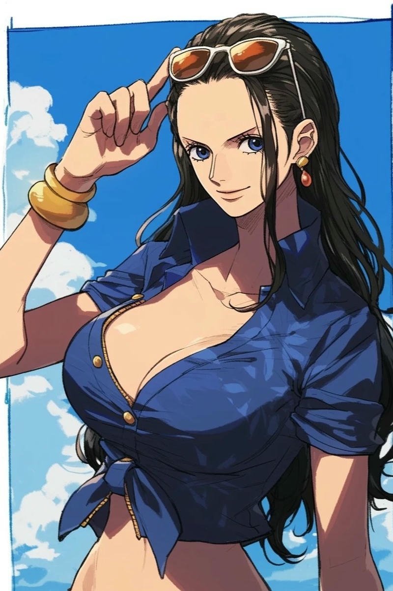 Top 90+ ảnh Nico Robin đẹp, ngầu và quyến rũ nhất One Piece Cô gái ác quỷ Robin cười tươi tắn trong trang phục màu xanh
