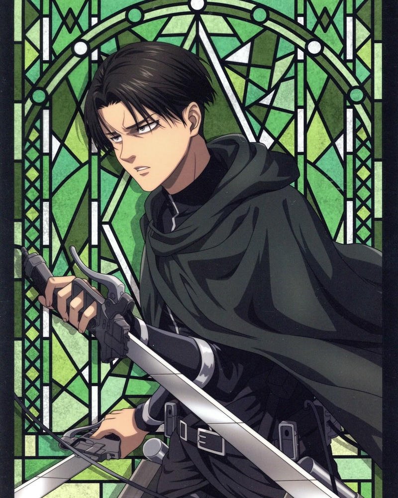 Levi Attack on Titan nền kính màu xanh lá ấn tượng