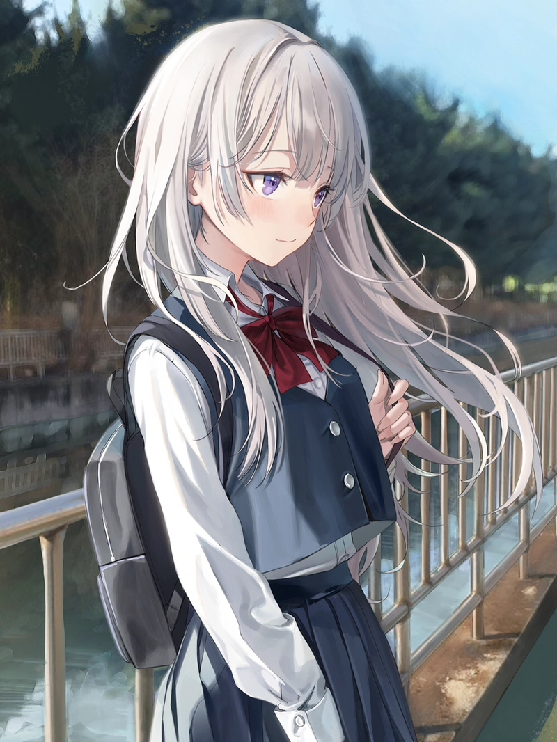 Ảnh anime học đường với ánh mắt hồn nhiên đầy cảm xúc