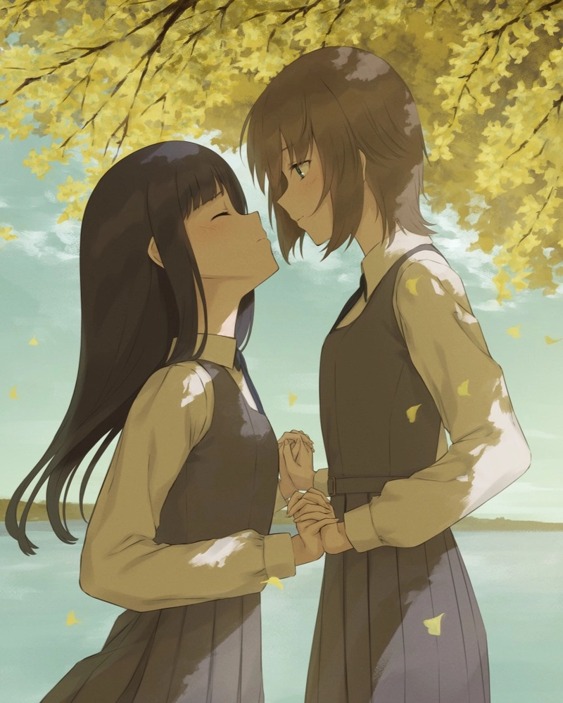 Ảnh anime học đường với gương mặt rạng rỡ đầy sức sống