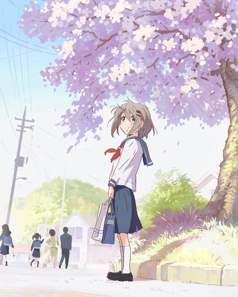 Ảnh anime học sinh thể hiện cảm xúc vui tươi nhẹ nhàng