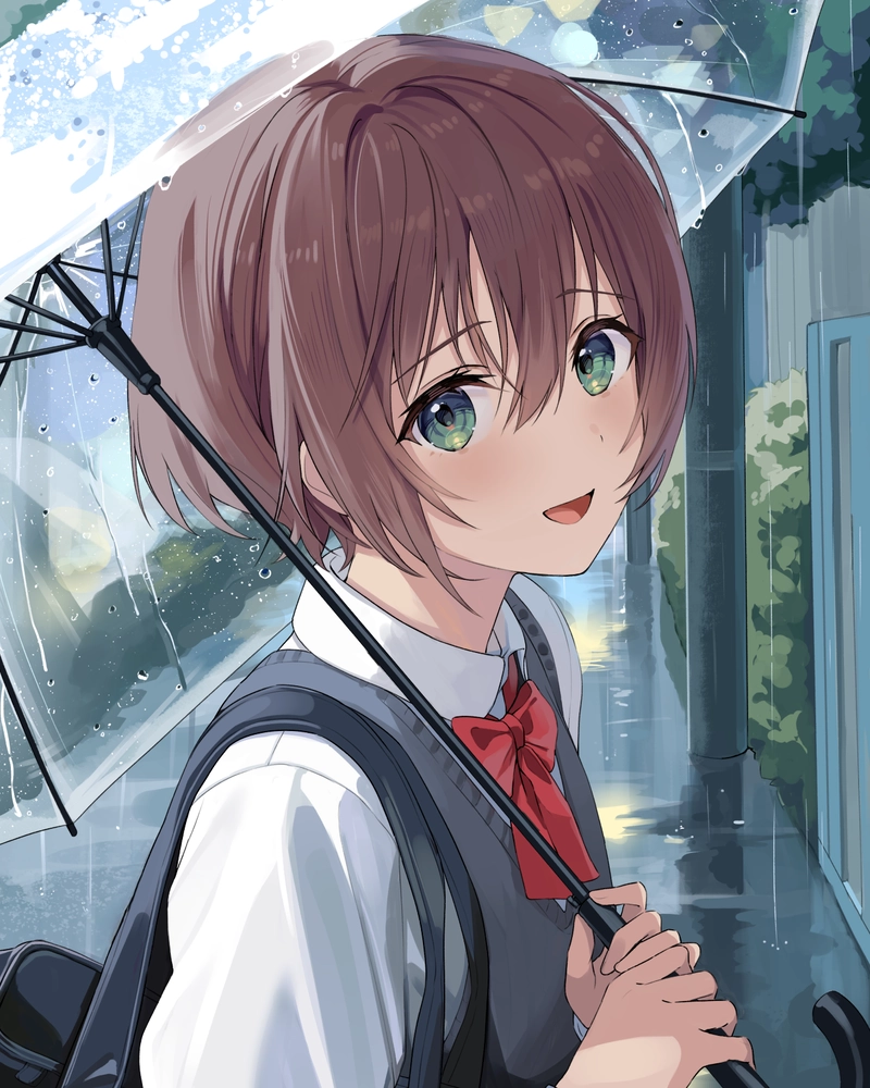 Ảnh anime học sinh với ánh mắt tươi sáng cuốn hút
