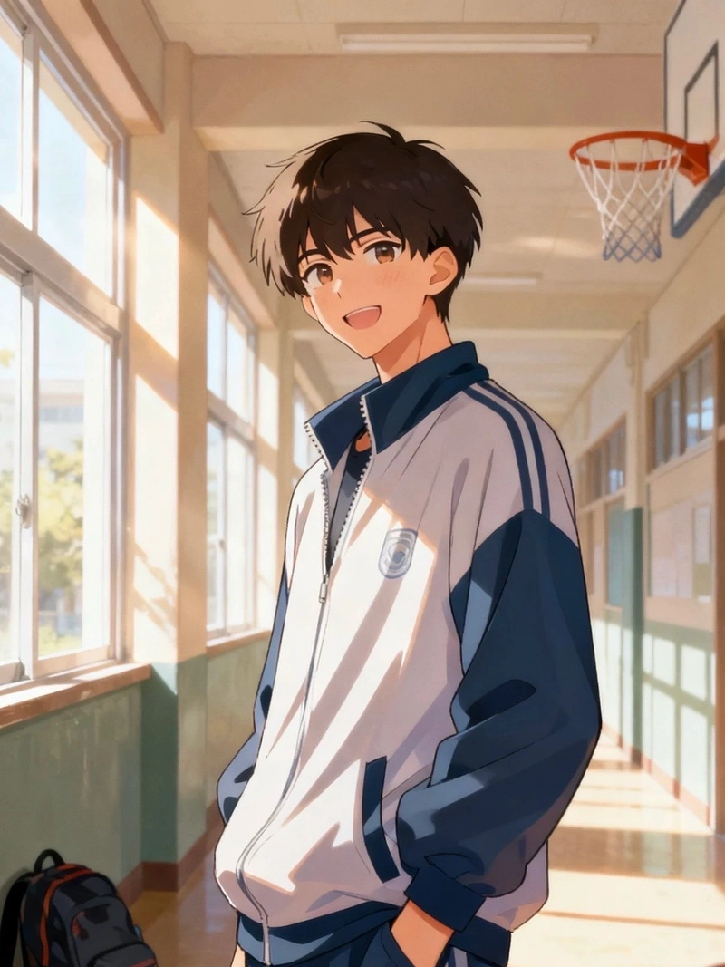 Ảnh anime nam học sinh thể hiện sự tự nhiên và gần gũi