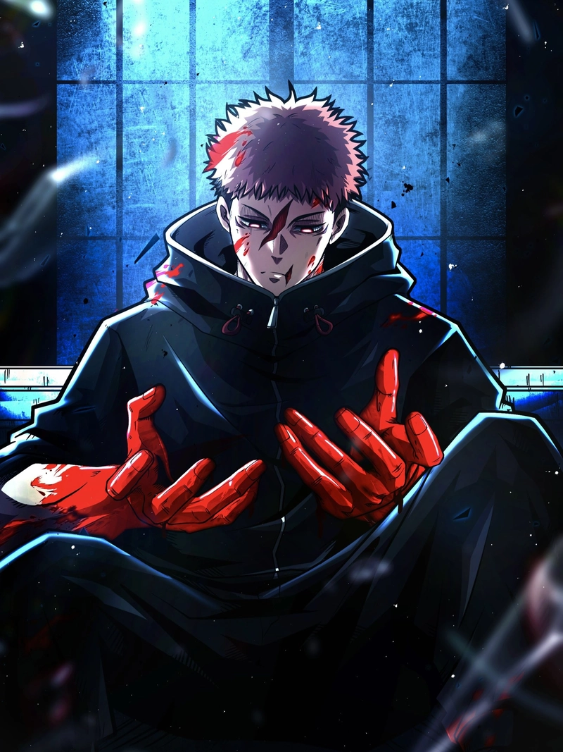 Ảnh anime nam học sinh với ánh nhìn sắc nét ấn tượng