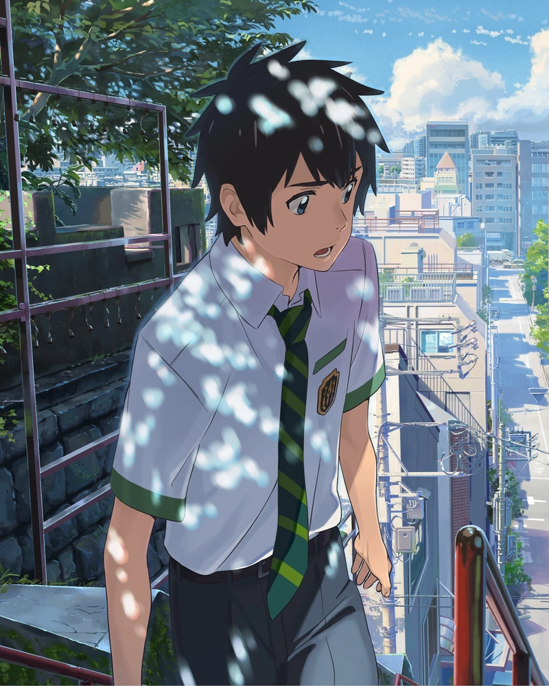 Ảnh anime nam học sinh với ánh nhìn tự tin cuốn hút