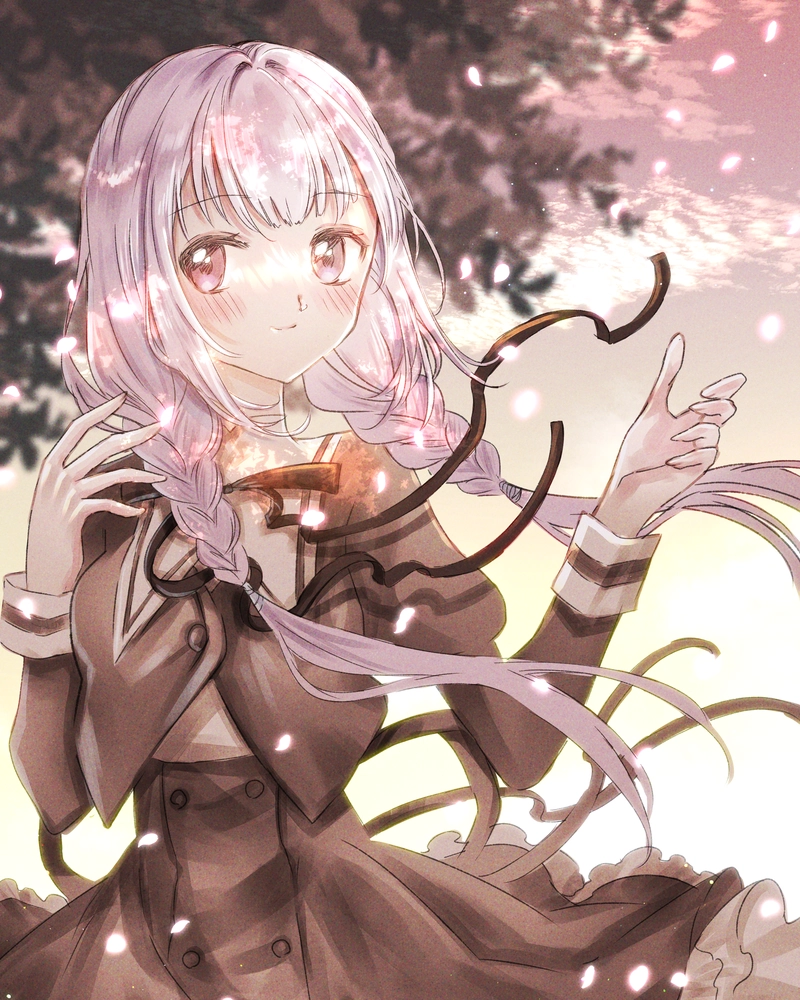 Ảnh anime nữ học sinh với ánh mắt trong trẻo dịu dàng