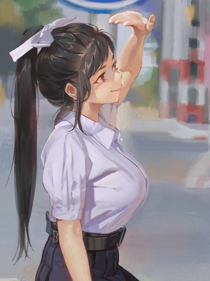 Ảnh anime nữ học sinh với biểu cảm sinh động đáng mến