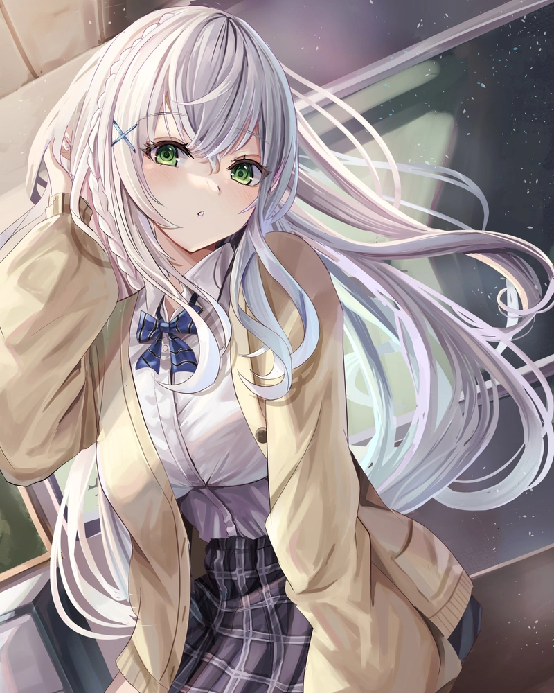 Ảnh anime nữ học sinh với biểu cảm tươi tắn cuốn hút