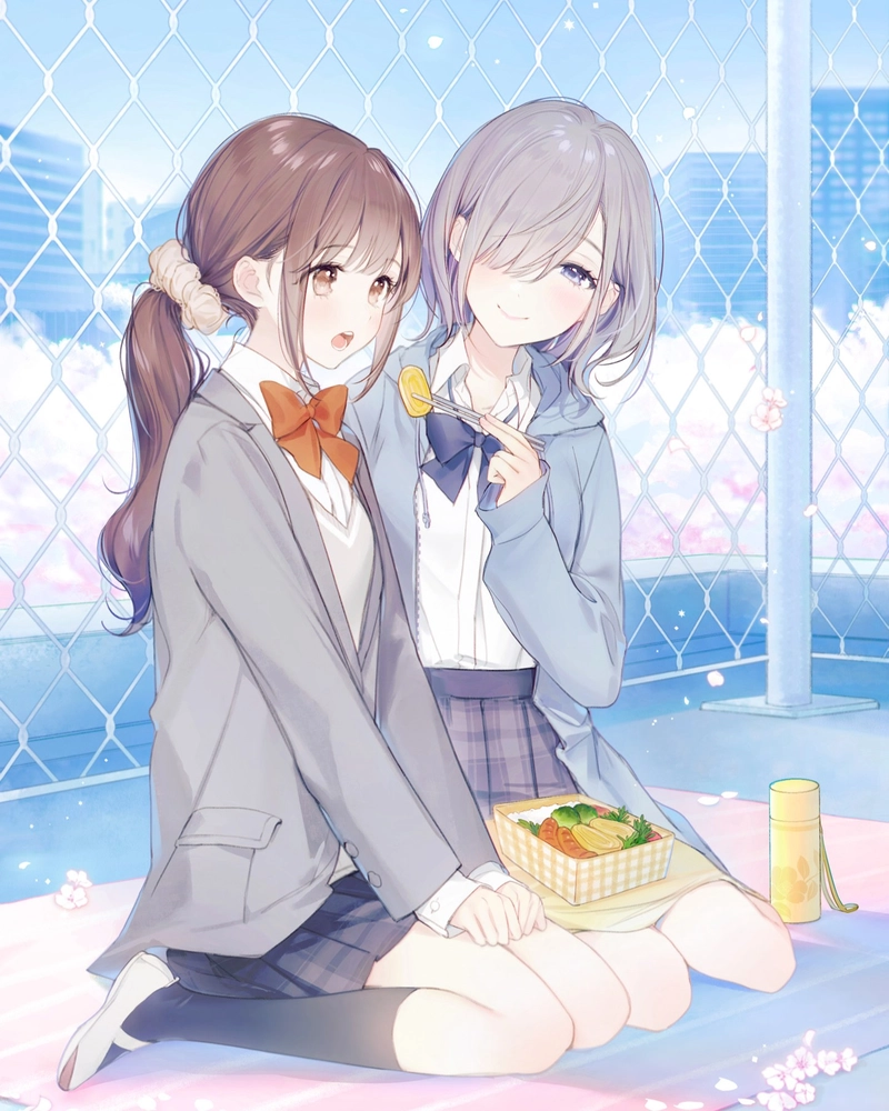 Ảnh anime nữ học sinh với thần thái vui vẻ đầy sức sống