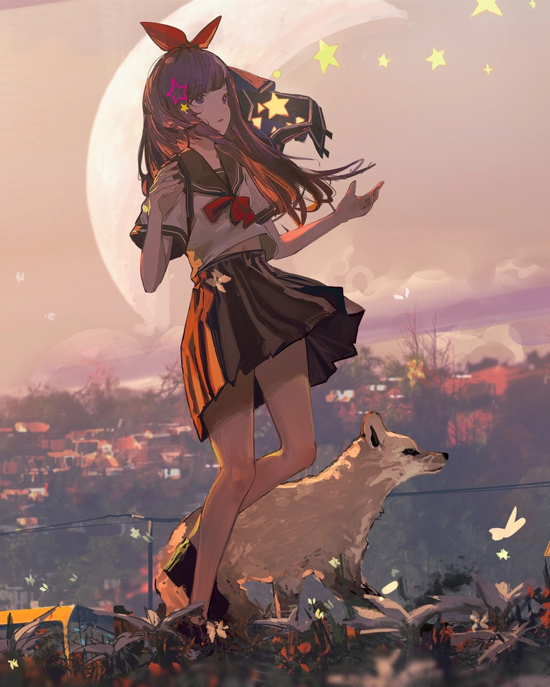 Ảnh anime nữ sinh phong cách hiện đại đầy năng lượng