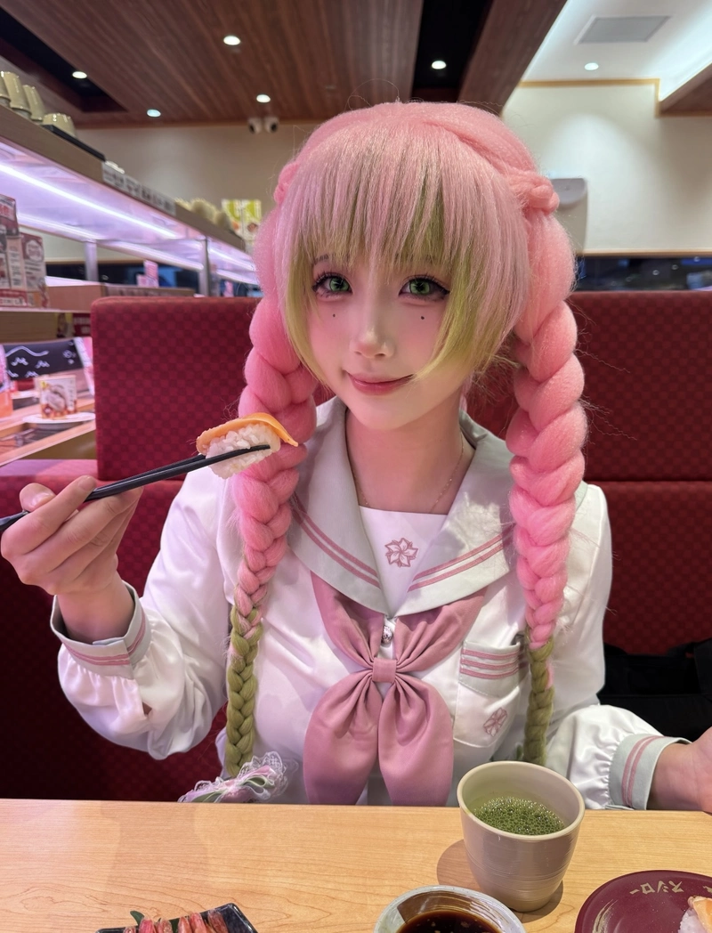 Cosplay Mitsuri không ngại đi ăn uống